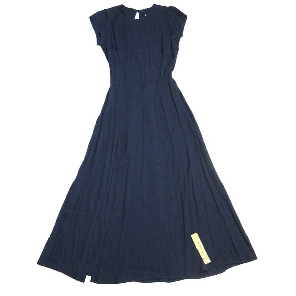 NWT Reformation Gavin in Navy Blue Cutout Back Side Slit Crepe Midi Dress 2 - Picture 2 of 6
